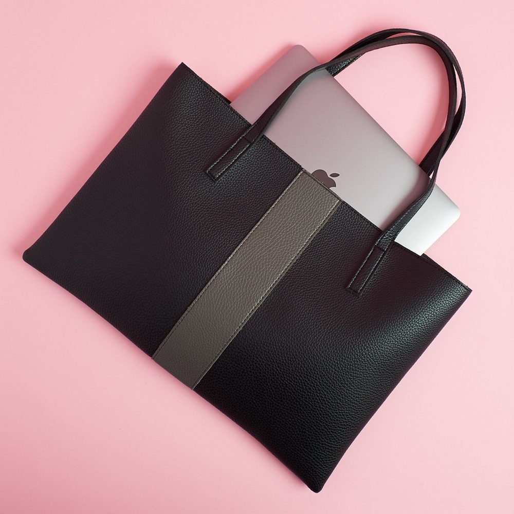 Vince Camuto Luck Tote (Black and Gray)